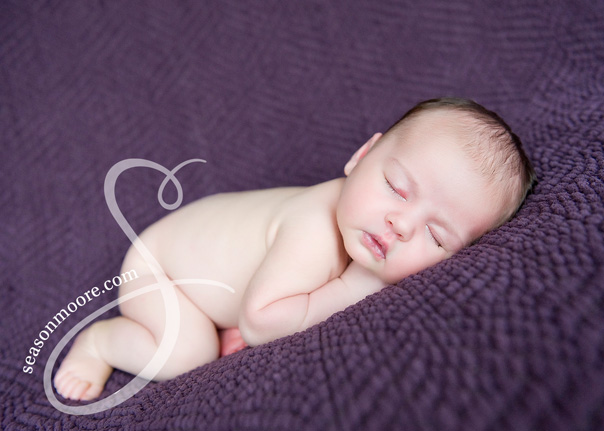Newborn Baby Sleeping Raleigh, North Carolina purple blanket