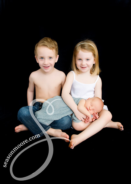 Newborn with Brother and Sister Raleigh North Carolina