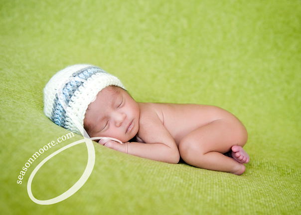 Preemie Newborn Portrait Raleigh NC Green blue hat