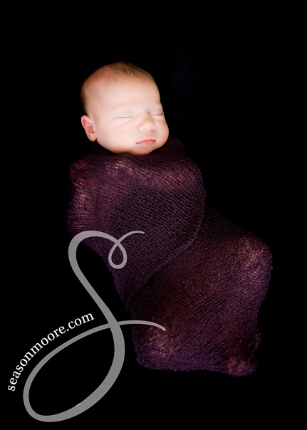 Newborn Raleigh NC wrapped in purple