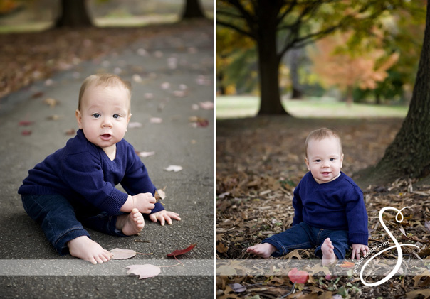 Baby boy in Raleigh, NC in Fall Leaves