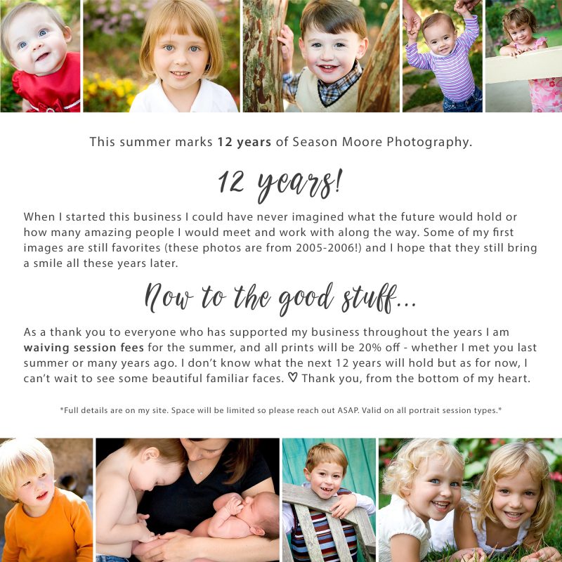 raleigh family photographer celebrating 12 years