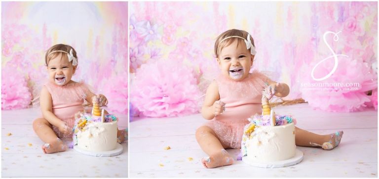 Everly Quinn's Magical Unicorn Themed Cake Smash Photoshoot - Diary of a  Fit Mommy